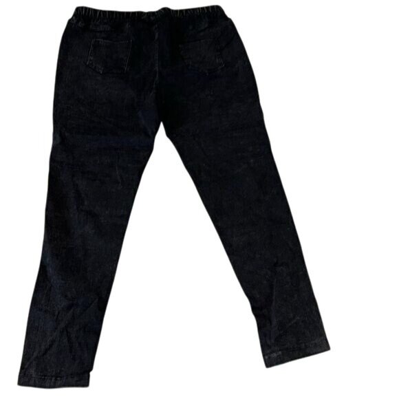 Tickled Teal Black Moto Jeggings 3X With Zipper Details & Elastic Waistband - Picture 6 of 9